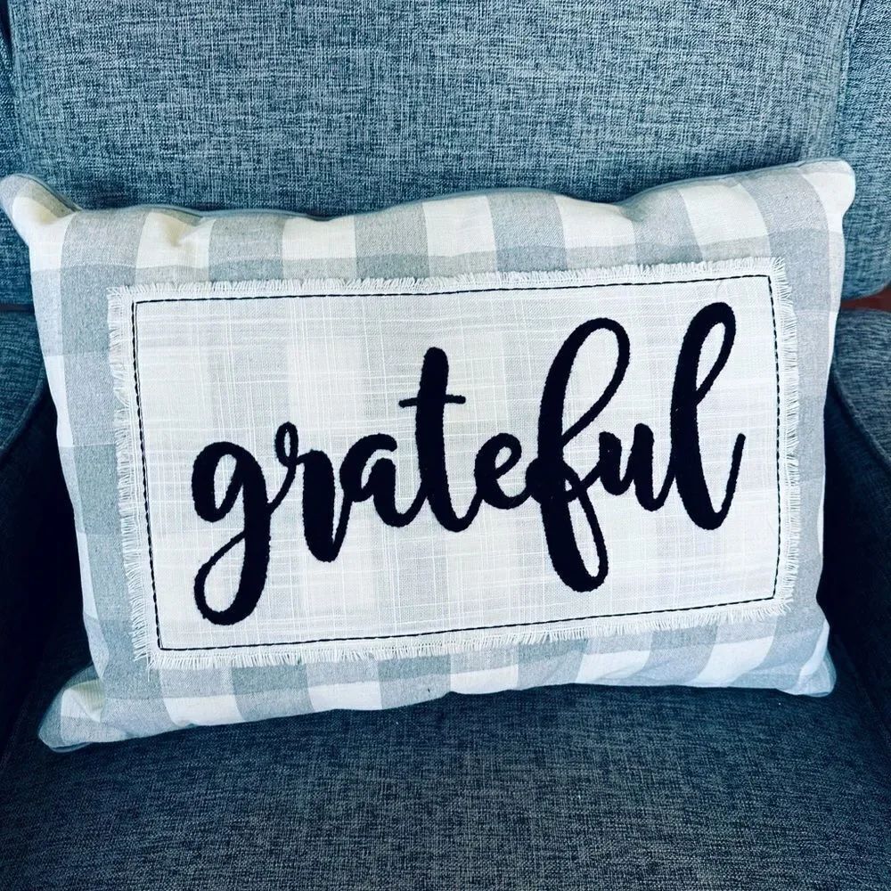 Grateful Farmhouse Modern Buffalo Check Plaid Throw Pillow